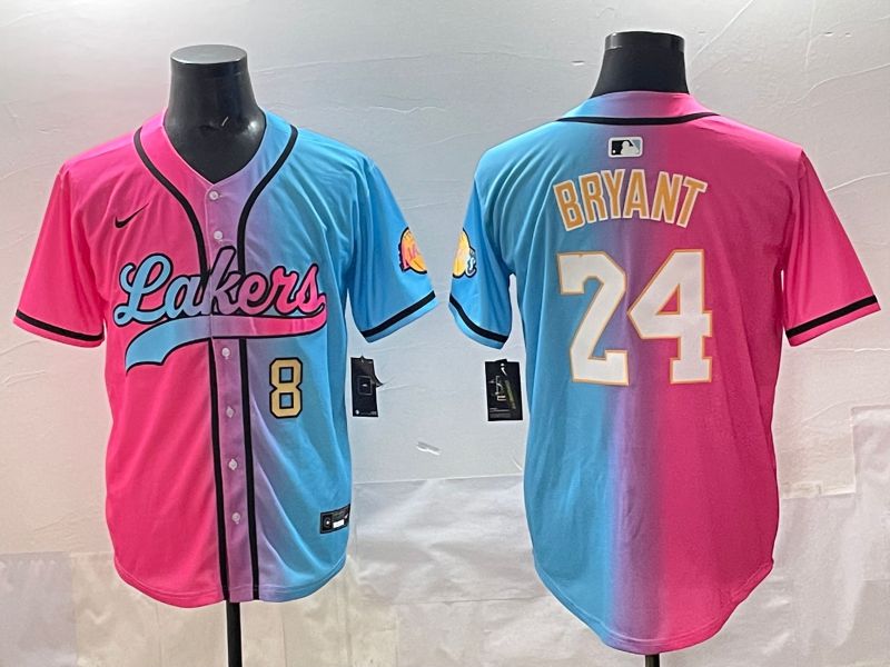 Men 2025 Los Angeles Lakers #24 Bryant Blue pink Nike NBA Jersey style 03